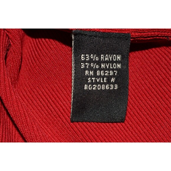 BCBG Max Azria Women’s Red Knit Dress Long Sleeve Belted Waist XL - Picture 5 of 5